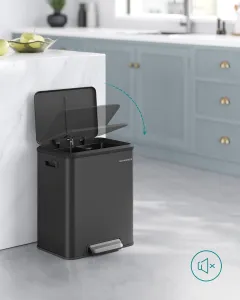 SONGMICS Kôš na triedený odpad 2 x 15 l čierna