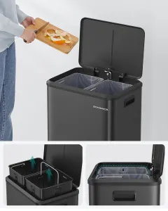 SONGMICS Kôš na triedený odpad 2 x 15 l čierna