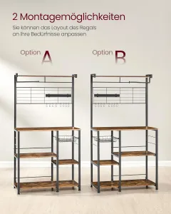 VASAGLE Kuchynský regál s magnetickým držiakom nožov 90 x 167 x 42 cm