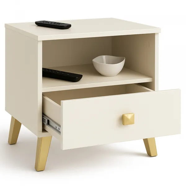 Ak furniture Nočný stolík MOBI K-01 kašmír/zlatý