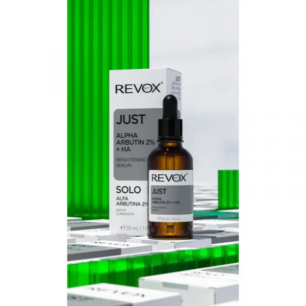 Revox B77 JUST Alpha Arbutin 2% + HA rozjasňujúce sérum na tvár a krk 30 ml