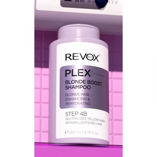 Revox B77 Plex Blonde Boost Shampoo. Step 4B šampón neutralizujúci žlté tóny pre blond vlasy 260 ml