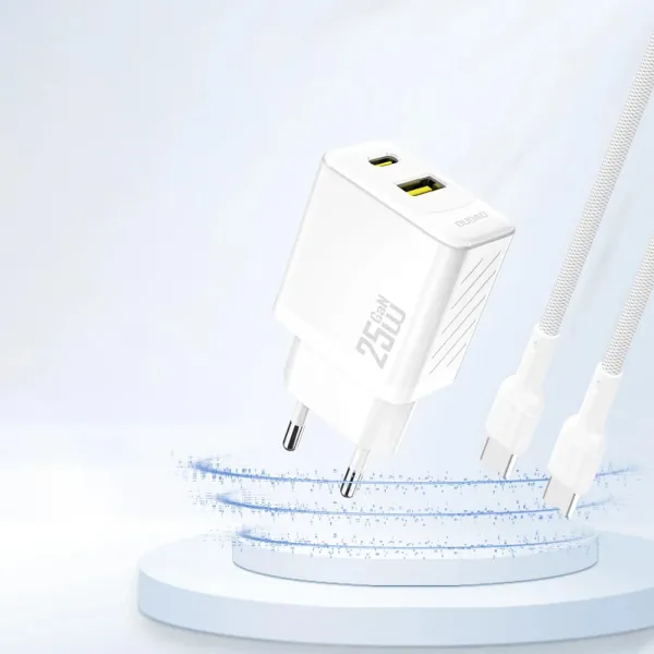 Dudao A26T GaN sieťová nabíjačka USB / USB-C 25W, biela