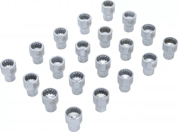BGS Technics Sada nadstavcov na bezpečnostné skrutky kolies pre Porsche a VW Touareg | 12.5 mm (1/2“) | 20 ks (BGS 9099)