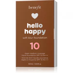 Benefit Hello Happy Soft Blur Foundation tekutý mejkap s matným finišom SPF 15 odtieň 10 Deep Warm 30 ml