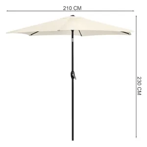 Skladací záhradný balkónový slnečník, nastaviteľný, 210 cm, béžový