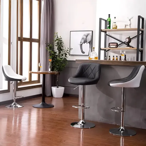 MODERNHOME Barová židle EUPHY ekokůže černá/stříbrná