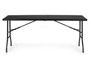 Cateringový stôl 180 cm, skladací do kufra, čierny,