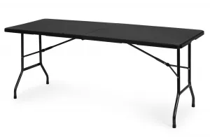 Cateringový stôl 180 cm, skladací do kufra, čierny,