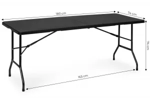 Cateringový stôl 180 cm, skladací do kufra, čierny,