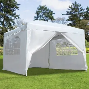 Záhradný komerčný pavilón, 3x3 m, 4 steny, biely,
