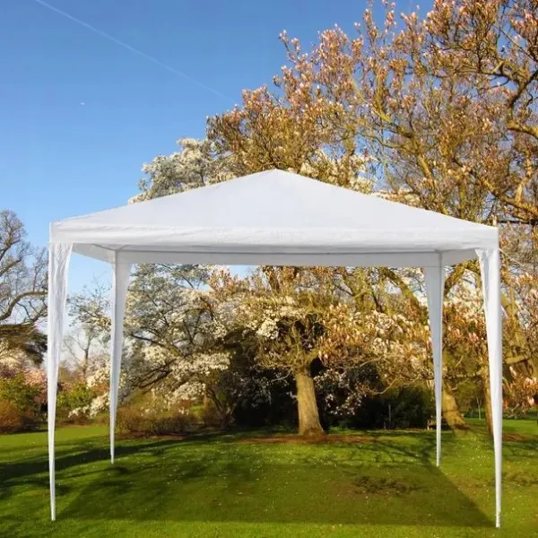 Záhradný komerčný pavilón, 3x3 m, 4 steny, biely,