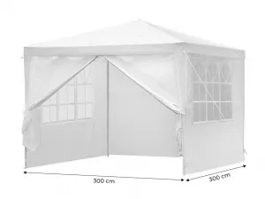Záhradný komerčný pavilón, 3x3 m, 4 steny, biely,