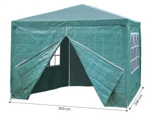 Záhradný komerčný pavilón, 3x3 m, 4 steny, zelený,