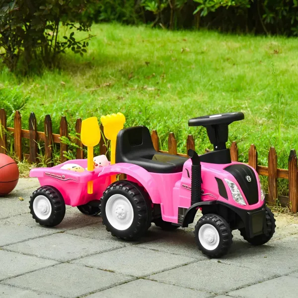 MULTISTORE Dětské odrážedlo TRACTOR s vozíkem růžové