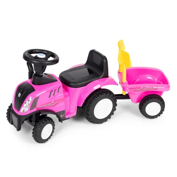 MULTISTORE Dětské odrážedlo TRACTOR s vozíkem růžové