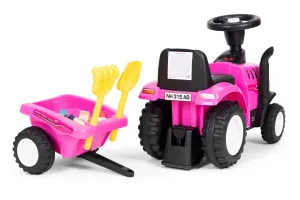 MULTISTORE Dětské odrážedlo TRACTOR s vozíkem růžové