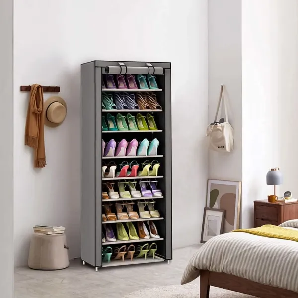 MODERNHOME Textilní botník GARDEROBE 58x28x161 cm šedý