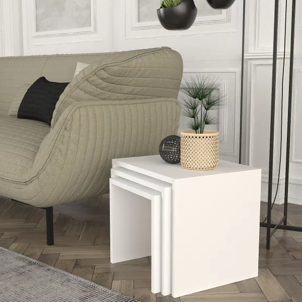 Rozkladací stôl Zariel White, 3 ks