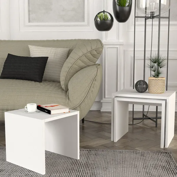 Rozkladací stôl Zariel White, 3 ks