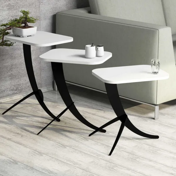 Skladací stôl Pion White, 3 ks