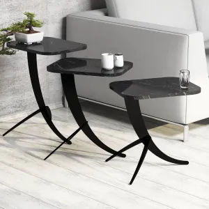 Skladací stôl Pion Black Marble, 3 ks