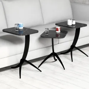 Skladací stôl Pion Black Marble, 3 ks
