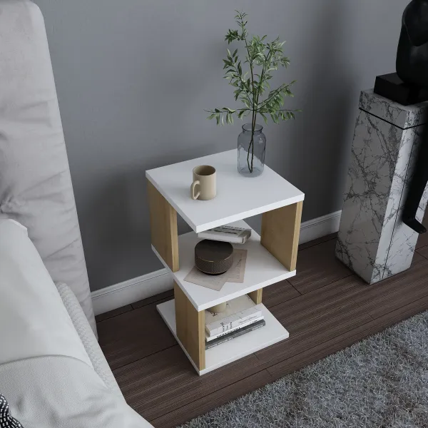 Nočný stolík Carter - White, Oak