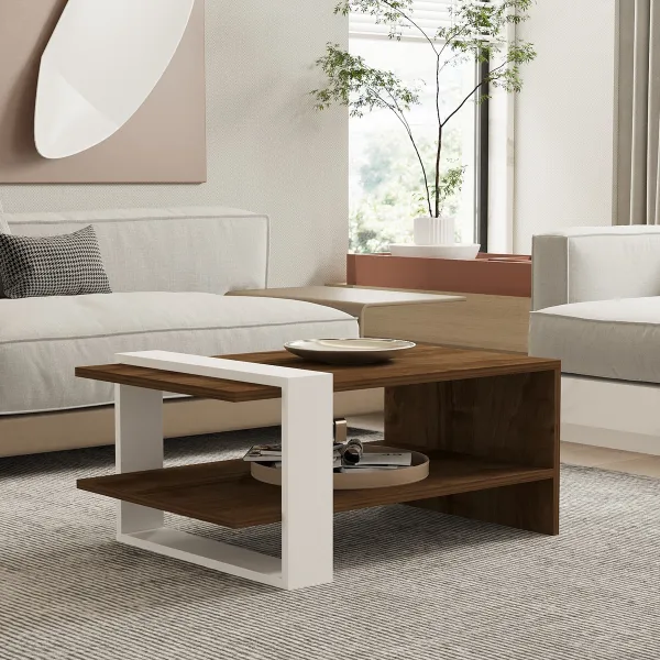 Konferenčný stolík Gaye - Walnut, White