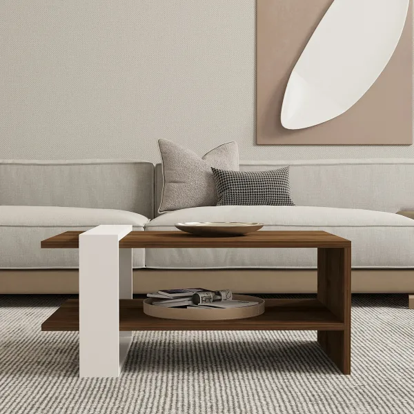 Konferenčný stolík Gaye - Walnut, White