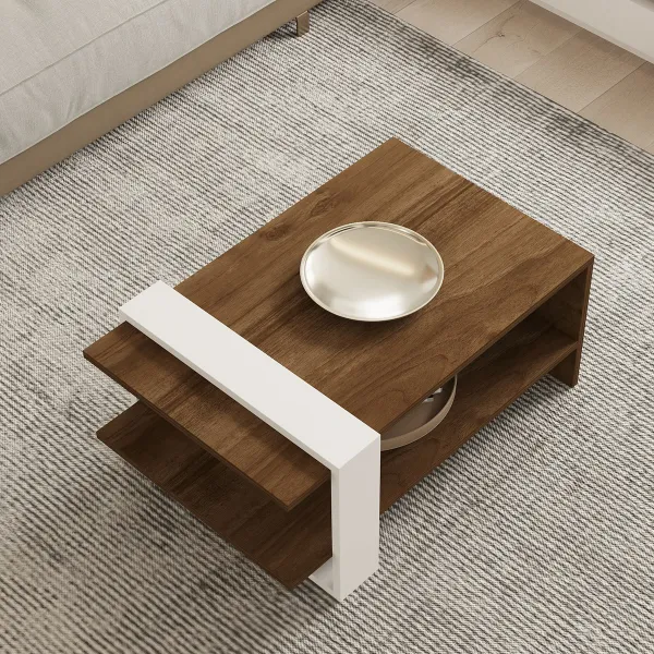 Konferenčný stolík Gaye - Walnut, White