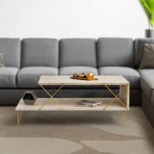 Konferenčný stolík Loire - Gold, Travertine