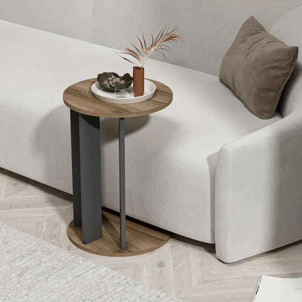 Príručný stolík / Odkladací stolík Ema - Walnut, Anthracite