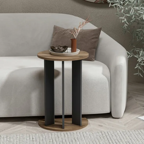 Príručný stolík / Odkladací stolík Ema - Walnut, Anthracite