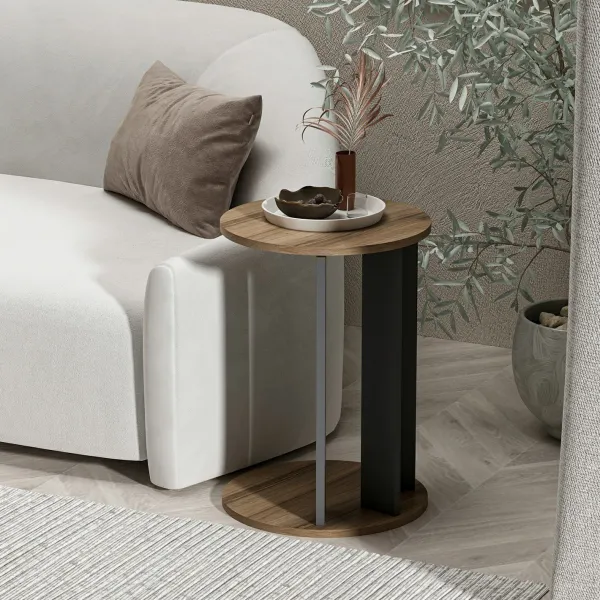 Príručný stolík / Odkladací stolík Ema - Walnut, Anthracite