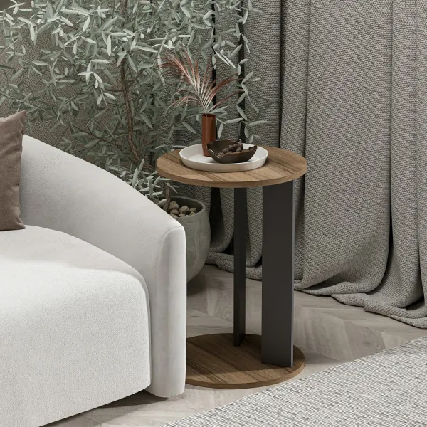 Príručný stolík / Odkladací stolík Ema - Walnut, Anthracite