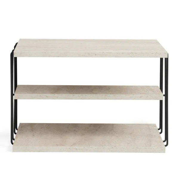 Príručný stolík / Odkladací stolík Lifon - Black, Travertine
