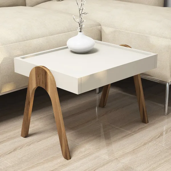 Sada odkladacích stolíkov (3 kusy) Roma - Walnut, Cream