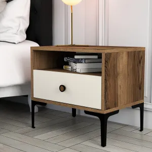 Nočný stolík Lizbon 533 - Walnut, Cream