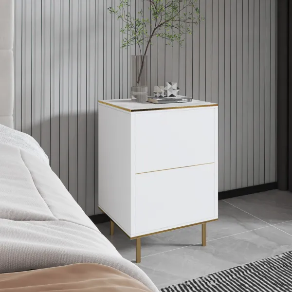 Nočný stolík Imaj - Marble, White