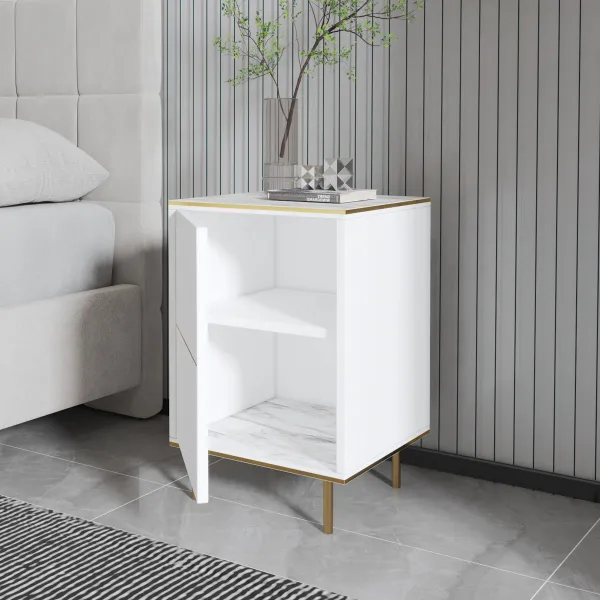 Nočný stolík Imaj - Marble, White