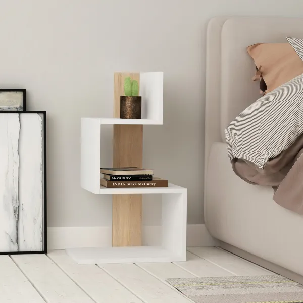 Príručný stolík / Odkladací stolík Rosie - White, Oak
