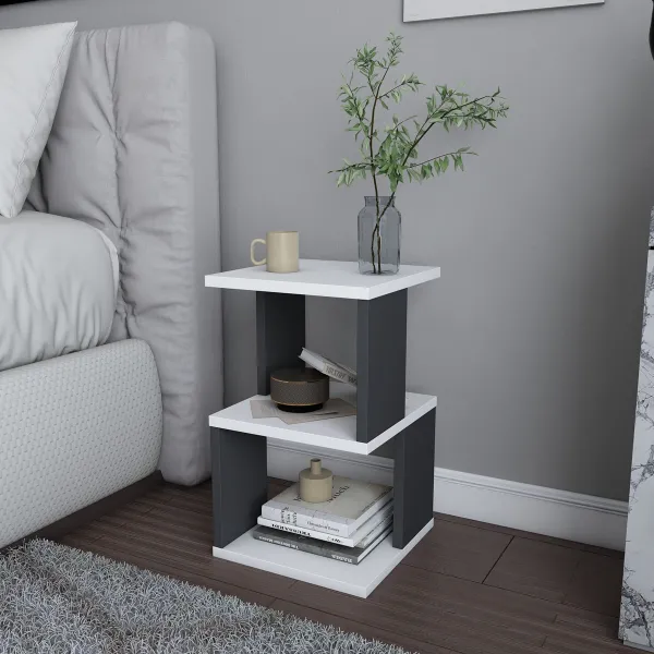 Nočný stolík Carter White Anthracite