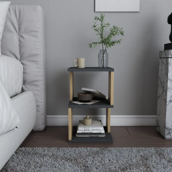 Nočný stolík Carter - Anthracite, Oak