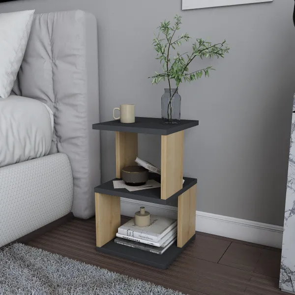 Nočný stolík Carter - Anthracite, Oak