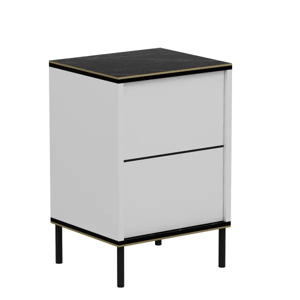 Nočný stolík Imaj - White, Marble
