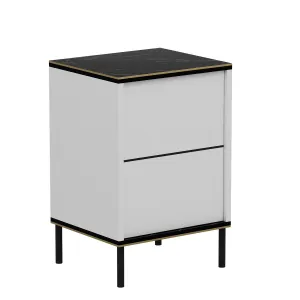 Nočný stolík Imaj - White, Marble