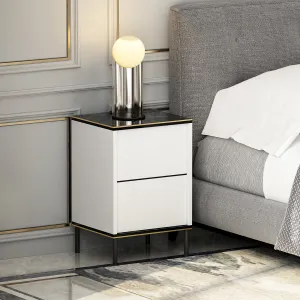 Nočný stolík Imaj - White, Marble