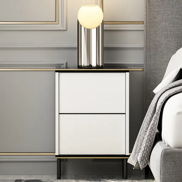 Nočný stolík Imaj - White, Marble