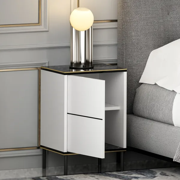 Nočný stolík Imaj - White, Marble
